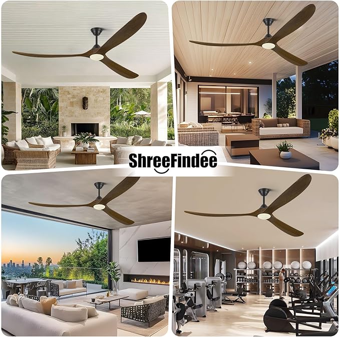 82 Inch Large Outdoor Ceiling Fans with Lights, Smart Ceiling Fan with Remote/APP/Alexa Control, Rustic Farmhouse Damp Rated Ceiling Fan for Patios Porch Garage Shop Commercial, 10746 High CFM