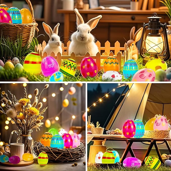 12 Pack 7Ft Fairy Lights with Easter Egg, Battery Operated 20 LED Easter String Lights 3 Mode for Outdoor Bedroom Home Spring Themed Tree Decor