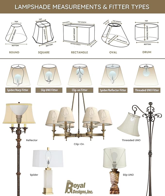 Royal Designs, Inc. Deep Empire Pleated Large Lamp Shade, BSO-728-16EG, Eggshell, Spider Fitter, 9 x 16 x 12.25 inch