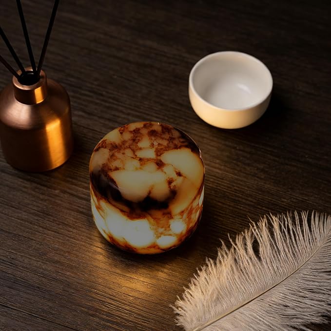 Marble Lamp Night Light Touch Bedside Table Lamp for Bedroom,Type-C Rechargeable Small Desk Bedside Small Lamps,Eye Caring Dimmable LED Ambient lamp (Calacatta Purple)