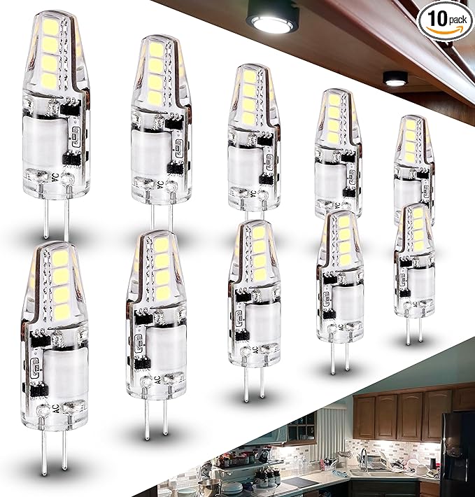 G4 LED Bulb RV Camper Replacement 2W Equivalent 10W-20W T3 Halogen AC/DC 12V 6000K Daylight White G4 JC Type Bi-Pin Base Bulb for Boat Trailer Under Cabinet Light Landscape Stair Lighting,10 Pack