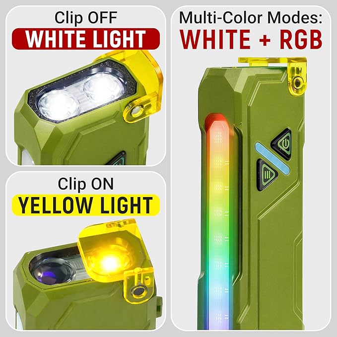 Rechargeable EDC Flashlight, 680 Lumens Waterproof Portable LED Flashlight with RGB Light, 10W USB-C Charging, Aluminum Alloy Magnetic Keychain Flashlight for Outdoor and Camping (Green)