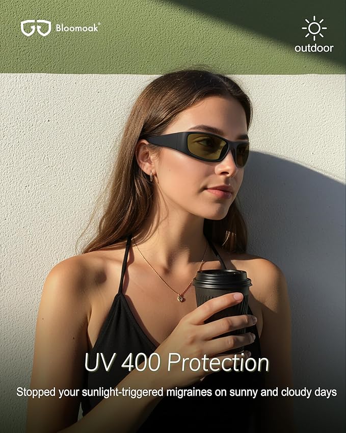 Bloomoak 99% Blue Light Blocking Glasses,Nighttime Sleep,Fully Wraparound Your Eyes with No Leaks for Side Glare/Dry Eyes