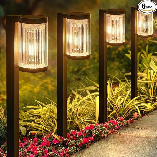 Solar Pathway Lights Outdoor, 6 Pack Upgraded Outdoor Solar Lights for Outside Super Bright Up to 12Hrs, IP65 Waterproof Solar Garden Lights for Yard Path Walkway Decor Landscape Lighting