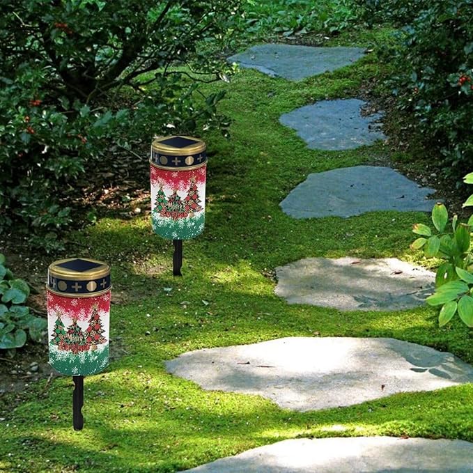 Christmas Tree Prayer Cemetery Solar Lights for Grave Cemetery Decor Candle Lamp Cross and Floral Grave Solar Lights Christmas Decorations