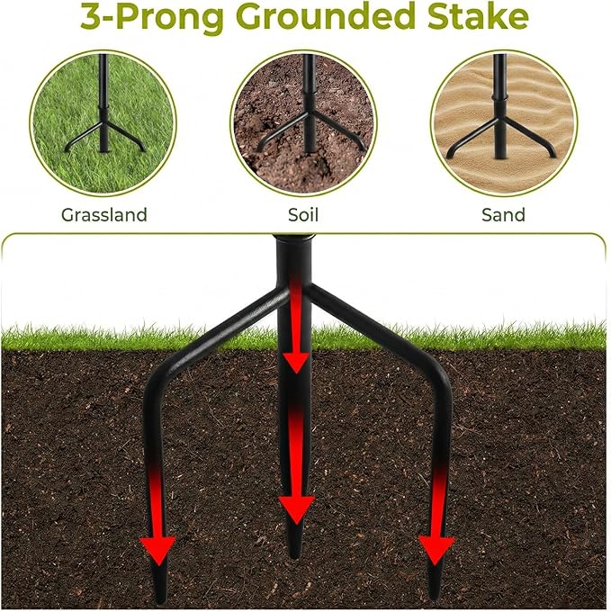 6-Pack Upgraded Home Garden Torch, Black Outdoor Metal Torch Garden Décor, 59-Inch Citronella Torches with 3-Prong Grounded Stake, Light Torches for Party Patio Pathway (More Stable)