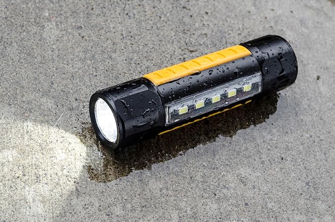 Cat CT3410 Dual Beam Aluminum Tactical Light – Double-Duty 275 Lumen Top Beam, 200 Lumen Flood Panel Light, Black/Yellow