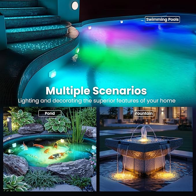 Pool Lights with Remote, IP68 Waterproof Plug 16 Color Rechargeable LED Lights, Pool Light for Above Ground Inground Pools, Fountains, Ponds, Party, Hot Tub 2 Pack
