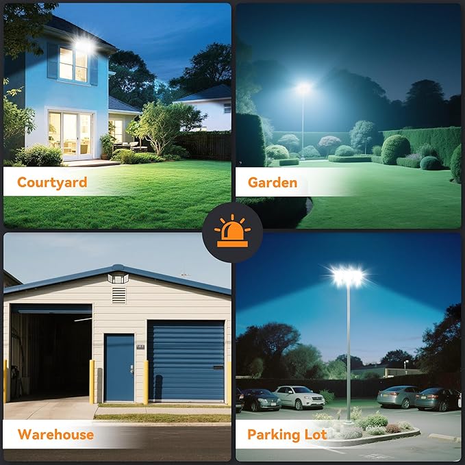 480W LED Outdoor Flood Light, 48000LM Super Bright Stadium Light, 6000K Daylight White, IP66 Waterproof 3 Heads Adjustable Outdoor Floodlights, Backyard, Court, Garden(2 Pack)