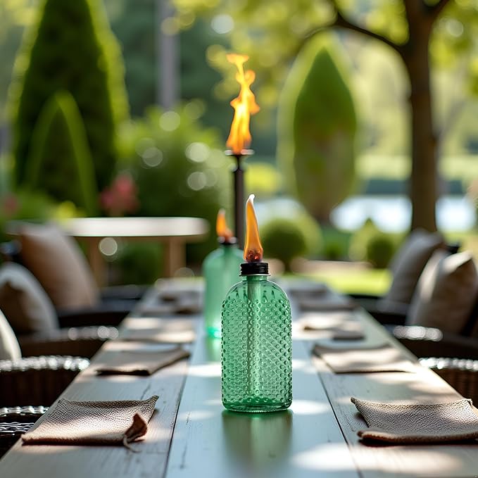 Citronella Torches Outdoor 4 PCS - Tabletop Torches for Patio Garden Deck, Table Torches with Wicks, Outdoor Torch Light for Backyard Party Décor