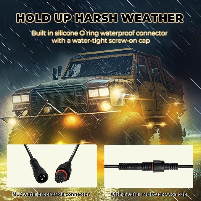 8 Pods Full Angle RGB Rock Lights Compatible with 12V Trucks Jeep UTV SUV ATV Boat Golf Cart, Waterproof, Multi-Color,Brake Light, App/Remote Control Led Rock Lights with Music Mode