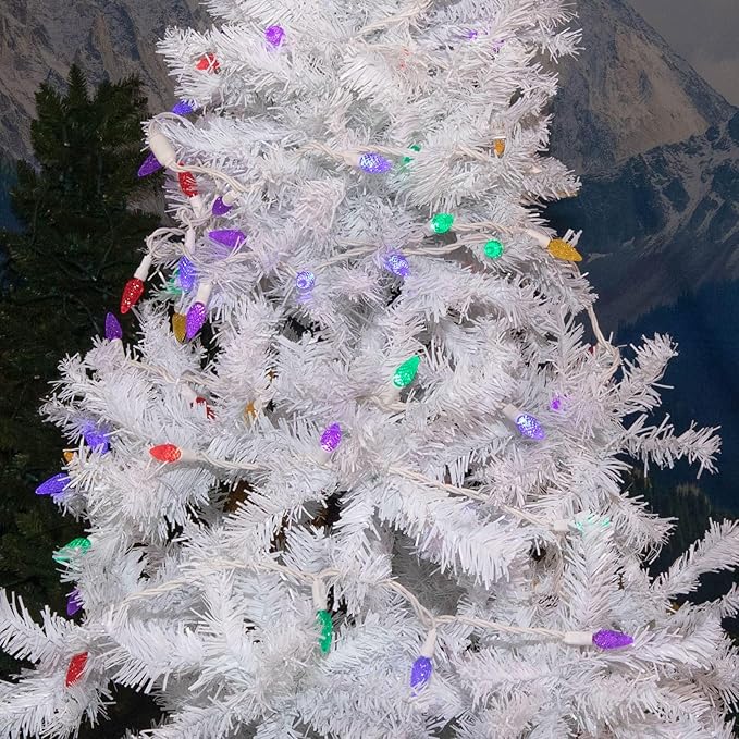 Novelty Lights 24FT 70 LED C6 Christmas String Lights, Outdoor Commercial Grade Tree Decorations, Permanent LED Lights (Rainbow)