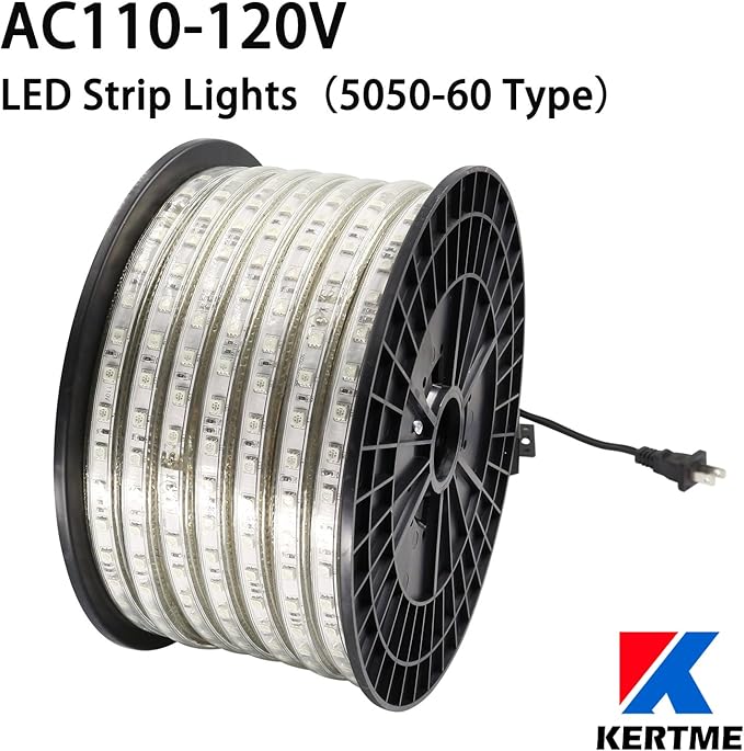 5050-60 Type AC 110-120V White LED Strip Lights, Flexible/Waterproof/Dimmable/Multi-Modes LED Rope Light + 23 Keys Remote for Home/Garden/Building Decoration (65.6ft/20m, White 6000K)
