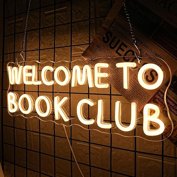 Welcome to Book Club Neon Sign for Wall Decor LED Letter Neon light Book Club Neon Sign for Library Bedroom Classroom Bookstore Decor Room LED Sign Reading Lover Gift