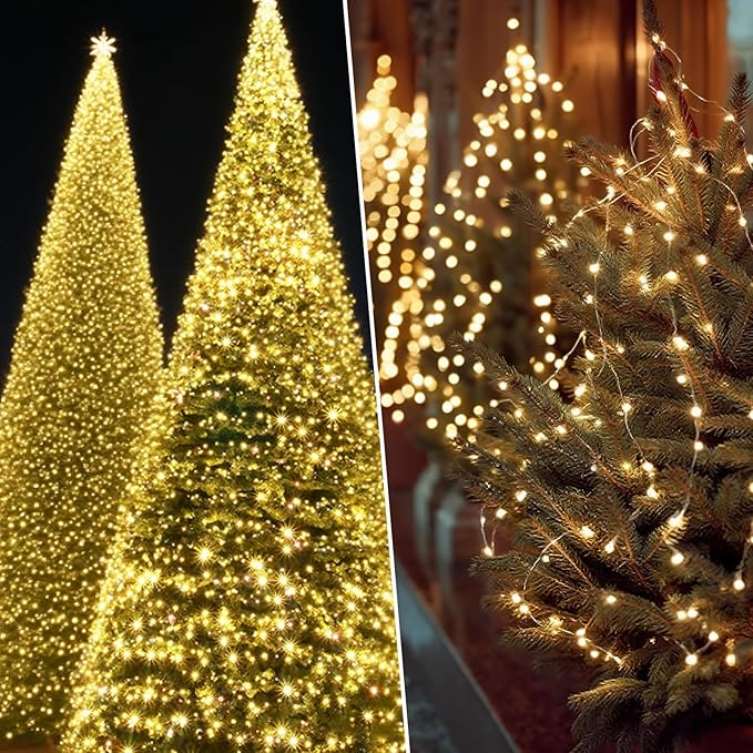 Solar String Lights Outdoor Waterproof 6 Pack Total 198ft 600LED 8 Modes Twinkle Lights Solar Fairy Lights for Patio, Garden Yard Party Tree Christmas Halloween Decoration, Warm White