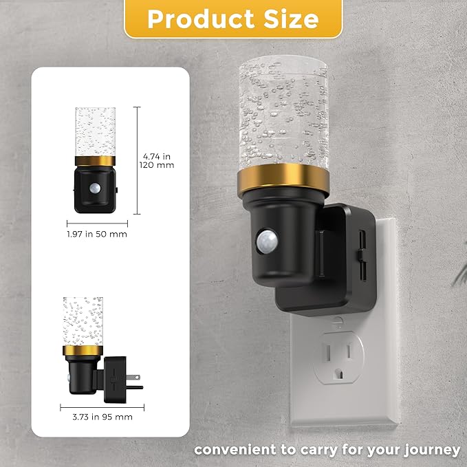 L LOHAS LED Motion Sensor Night Light, 2Pack Motion Activated Night Lights Plug into Wall, 0-100LM Dimmable Nightlight, 180°Rotatable Plug in Night Light, 1W LED Bubble Nightlights for Bathroom Adults