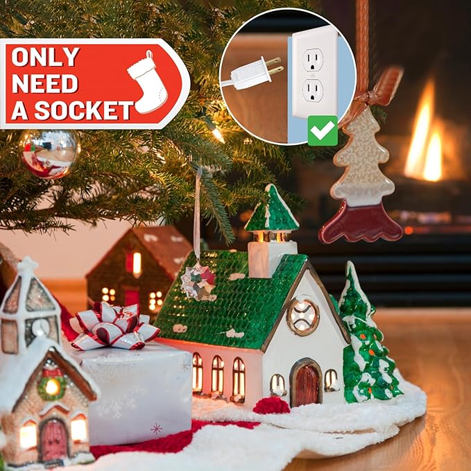 Christmas Village C7 LED Blow Mold Lights. 6Ft with Switch Fuse, Suitable for Indoor Halloween Pumpkin Lanterns, Salt Lanterns, Lantern，Holiday Lighting - Warm Light（3Pcs）