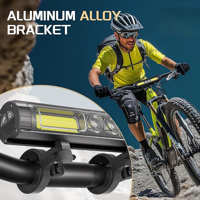 Super Bright LED Bike Lights for Night Riding, Rechargeable Bicycle Headlight with Hook, 8 Modes, Aluminum Alloy Waterproof Bike Headlight for Adult Mountain MTB Off-Road Cycling Commuting