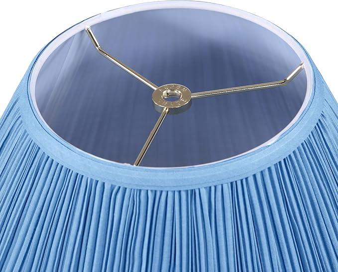 Aspen Creative 33029, Hardback Empire Transitional Spider Lamp Shade, Mushroom Pleated Little Boy Blue Faux Silk Fabric, 7" Top x 18" Bottom x 13" Slant Height
