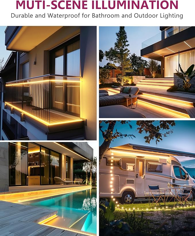 EMITEVER COB LED Strip Lights Waterproof IP67, 2700K Warm White Outdoor 24V Dimmable Silicone LED Tape Lighting 16.4ft High Density, 300+LM/ft, 2400LEDs,3W/ft, UL Listed (Power Supply Not Included)