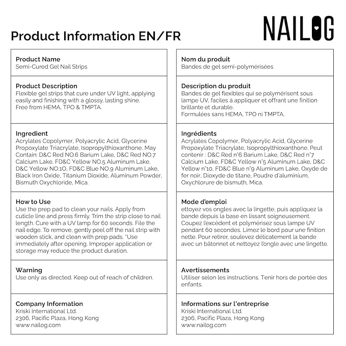 NAILOG Semi Cured Gel Nail Strips (20 Extra Long Stickers/Wraps) | Buy 2 Get 1 UV Lamp| Glossy & Long Lasting Soft Gel Finishing | Hourglass