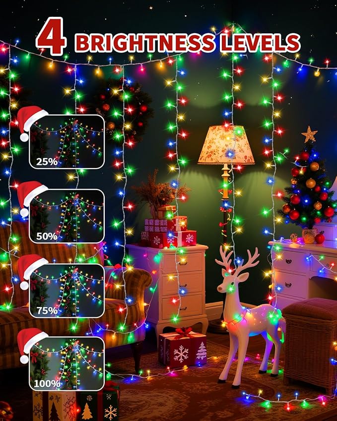 1200 LED 403FT Christmas Lights String Outdoor Indoor, Multicolor Xmas Tree Lights, Plug in Twinkle Fairy Light with Remote Timer Dimmable for Room Yard Holiday Party Wedding Camping Decor