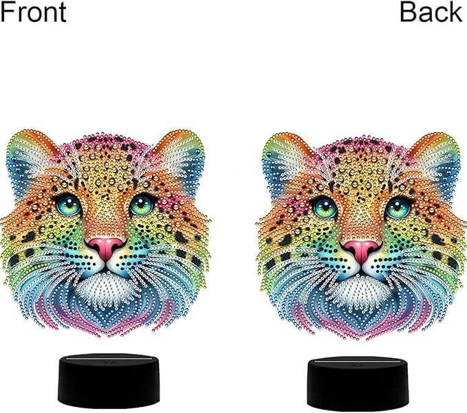 Leopard Diamond Art Painting Night Light,Diamond Art Painting Kits Desktop Touch Lamp Ornaments for Tabletop Decor Diamond Art Accessories for Adult Beginner Bedrooms Living Room