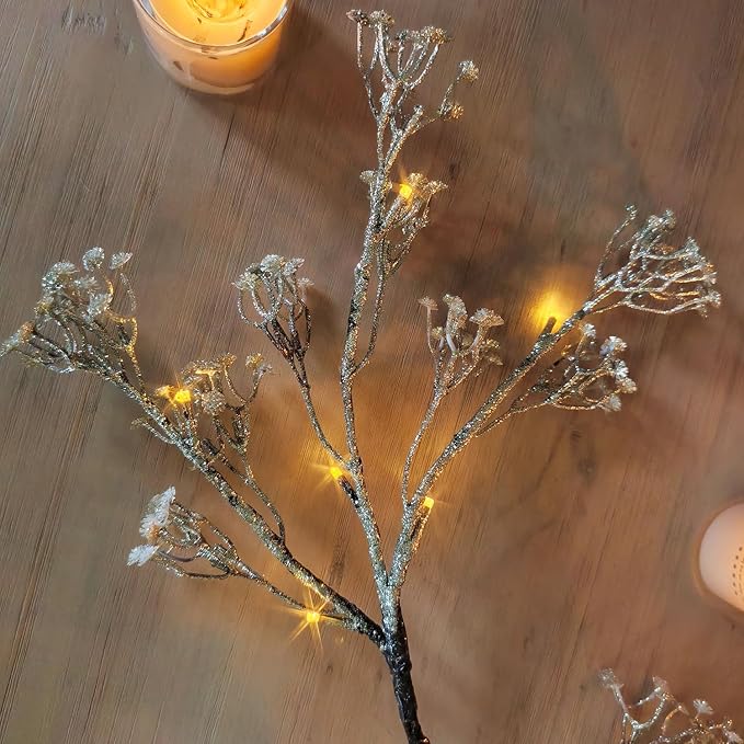 Hairui Lighted Baby Breath Flower Garland Battery Operated with Timer 48L Warm White LED 6FT, Artificial Gypsophila Vine Lights for Thanksgiving Christmas Decor Indoor Outdoor Use