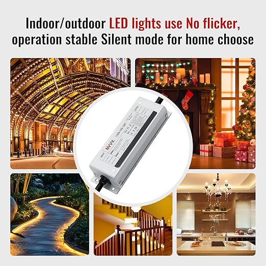 12 Volt LED Driver 150 Watts Waterproof IP68 Power Supply Low Voltage Transformer Adapter 90-265V AC to 12V DC 12.5A Converter for LED Strip, Indoor Outdoor Lighting Built-in Active PFC Function