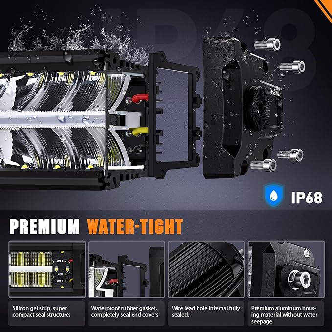 Nilight LED Light Bar with Amber DRL 19 Inch 150W Offroad Light Anti-Glare Flood Spot Combo LED Driving Light IP68 w/ 14 AWG DT Connector Wiring Harness for Pickup Truck SUV ATV UTV Boat 4x4
