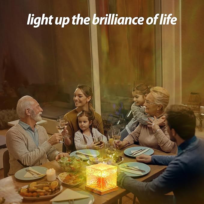 Ocean Wave Projector Lamp, Northern Lights Aurora Projector Light, 16 Colors Gradual Rotating Flame Water Lamp (Square)