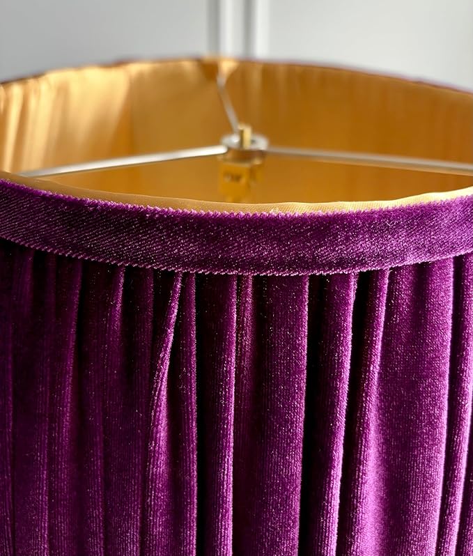 Tristan Home Round Pleated Velvet Lamp Shade with Tassels 10x14x12nches (The Height 12inch Includes Tassels) (Deep Purple Burgundy)