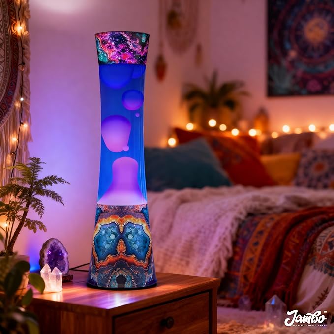 JAMBO 15.5" Amber Crystal Motion Light, Beautiful Home Decor Lamp, Living Room Bedroom Lamp, Relaxing Liquid Motion Lamp, Night Light Nightlight for Teens, Kids & Adults, Mood Light