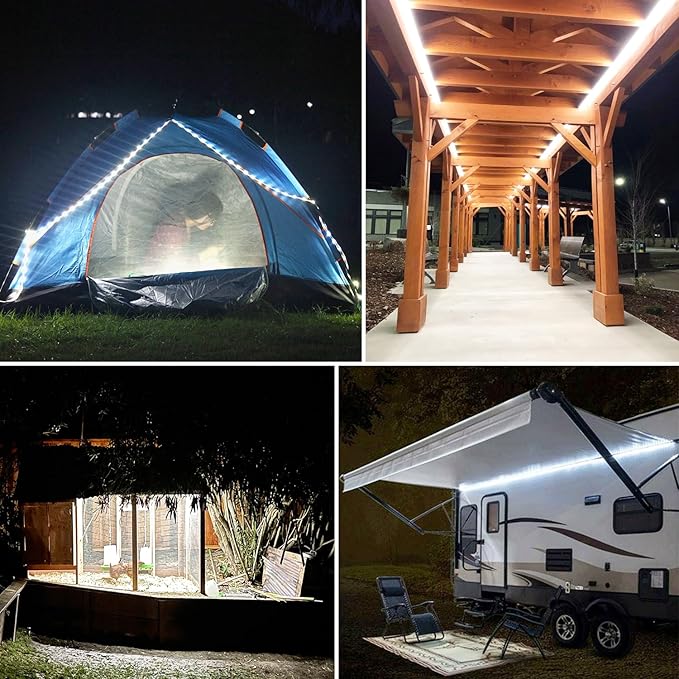 33ft Outdoor LED Strip Lights Waterproof, 600 LEDs 12V Rope Lights, White Flat and Flexible Rope Lighting for Outside, Dimmable Light Strip Indoor for Bedroom, Not Tube Light