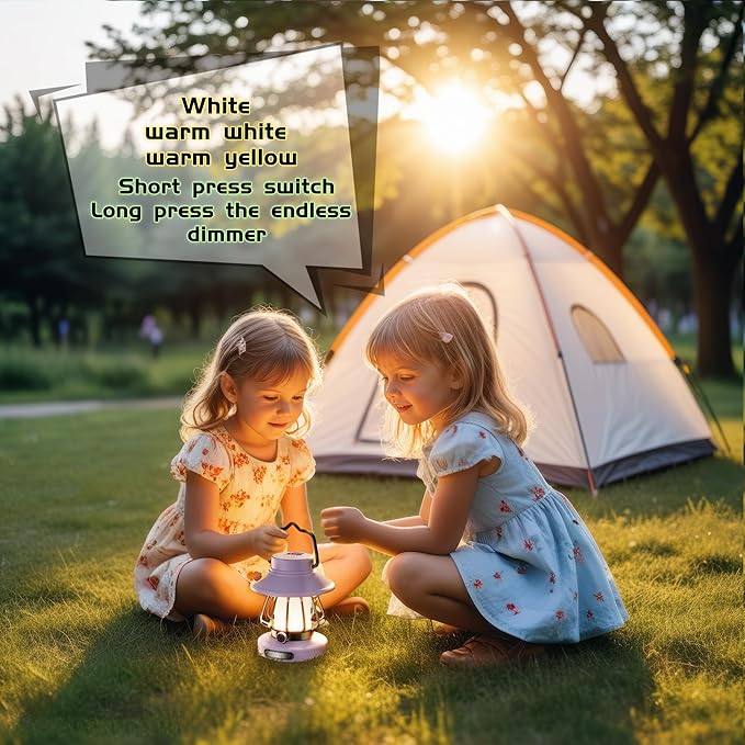 HOMY Snail Camping Lantern for Kids Rechargeable Portable Night Light with 3 Colors & Dimmable, Outdoor Camping Gear, Indoor Bedroom Tent Nightlight Gift for Toddlers