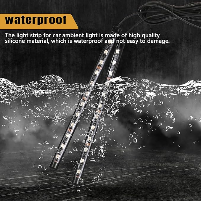Wuyaoyao Car LED Strip Light, 12V 24 LED Vehicle Interior Atmosphere Lamps with Cigarette Lighter, Auto Under Dash Ambient Night Light, Universal Car Accessories (White, Cigarette Lighter)