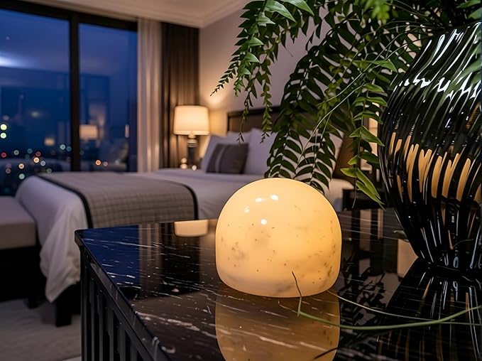 Marble Lamp Night Light Touch Bedside Table Lamp for Bedroom,Type-C Rechargeable Small Desk Bedside Small Lamps,Eye Caring Dimmable LED Ambient lamp (Mid Century Modern)