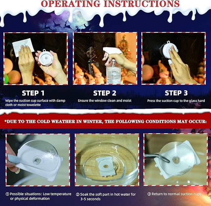 LOLStar Christmas Window Decorations 3 Pack Wreath Gift Box Santa Claus Christmas Window Lights with Suction Cups, Battery Operated Xmas Lights Decors, 2025 Upgrade Slow Fade Mode and Timer Function