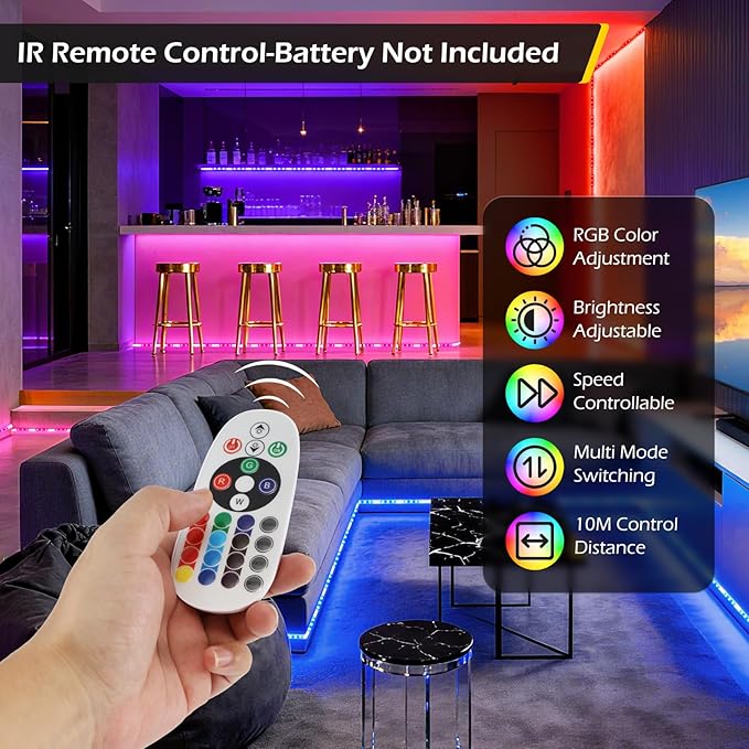 Dyna-Living 200FT RGB LED Storefront Lights for Business 400PCS 3-led 5050 SMD LED Module Light with Music Sync Mode APP Bluetooth & IR Controller IP68 Waterproof Storefront Lights