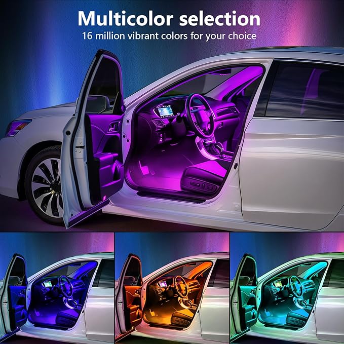 Car Led Lights Interior with Smart APP Control, Sync Music,DIY Mode,Multicolor led Car Interior Light Kits,5V USB Led Lights for Cars, Trucks, SUVs