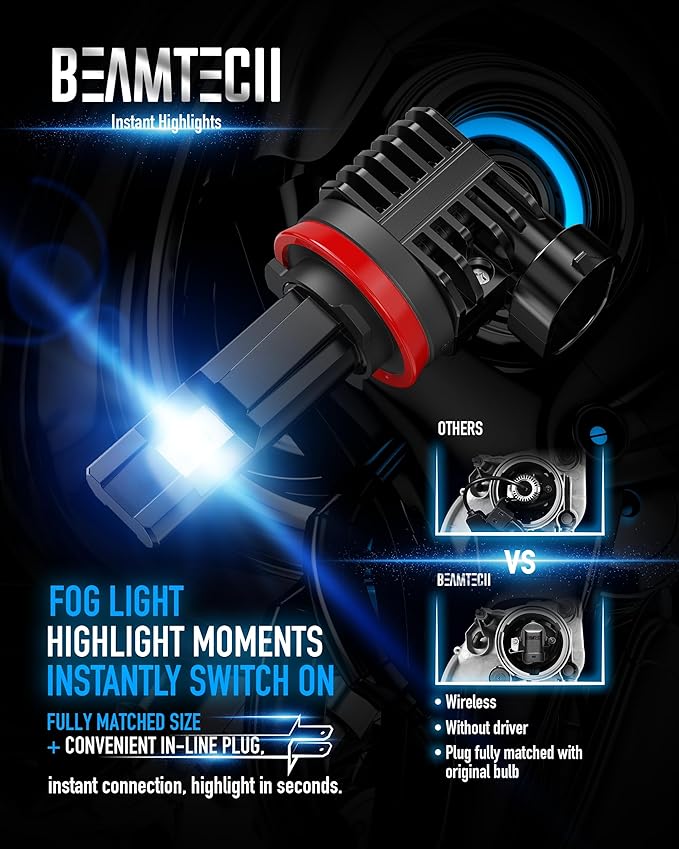 BEAMTECH H11 Fog Light Bulb H8 H9 Fog Replacement
