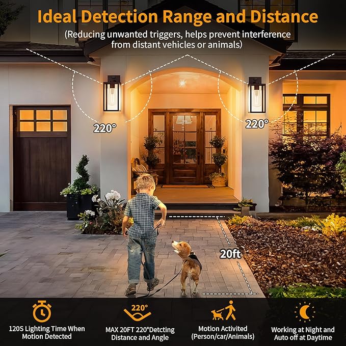 13'' Oil Rubbed Bronze Motion Sensor Outdoor Light Fixtures Wall Mount, Large Front Porch Lights,Dusk to Dawn Exterior Wall Sconce, Waterproof Lantern Lamp,Outside Coach Light for House,Garage,Yard