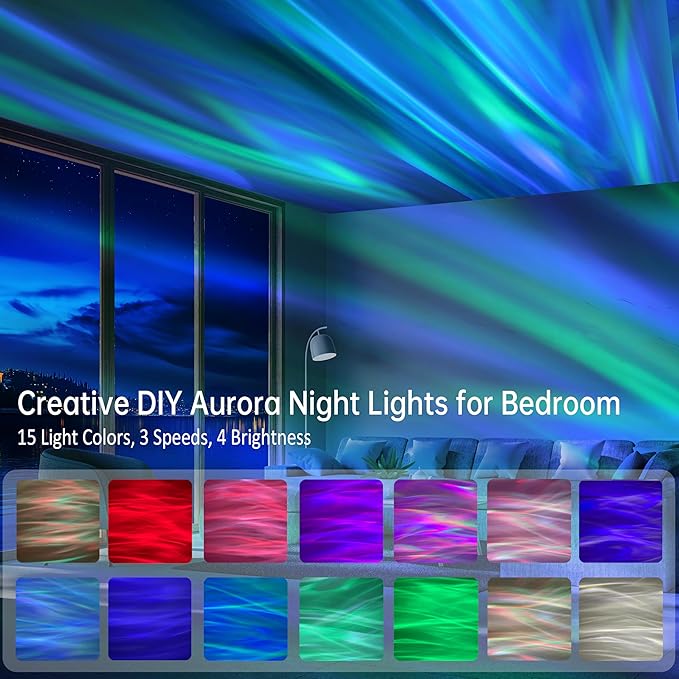 Northern Lights Projector, Galaxy Projector Night Light with Remote Control& Timer Funtion, Sleep Aid, Aurora Ceiling Projector Light for Bedroom Decor, Christmas Gift for Kids, Adults