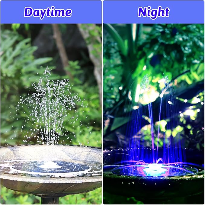 AISITIN 3.5W Solar Fountain Pump with Remote Control, LED Colorful Lights, Solar Bird Bath Pump with Bracket and 8 Nozzles, Solar Water Fountain for Bird Bath, Garden, Pond and Outdoor