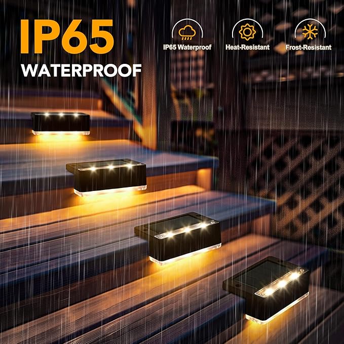 SOLPEX Solar Fence Lights, Solar Deck Lights Outdoor Waterproof for Step, Stair, Balcony,Front Porch,Garden, Walkway,Yard, Patio Decor, IP65 Waterproof (20 Pack, Warm White) 6 LEDs