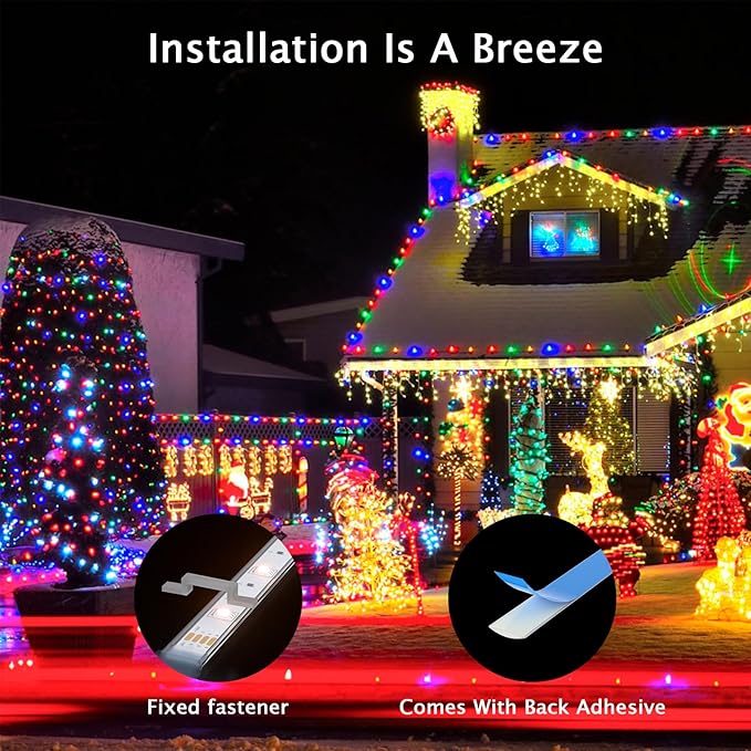 120ft Total (3x40ft) - 3 Pack Solar Led Strip Lights Outdoor (Four-Color Mixed), 8 Mode with Remote Timer and Auto On/Off, Self-Adhesive Waterproof, Great for Yard, Garden, Stair Decor