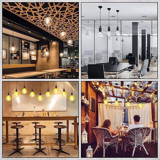 Retisee 20 Pack Hanging Pendant Light Cord Kit Bulk E27 Base 4ft Adjustable Hanging Heavy Duty Industrial Edison Bulb Lamp Swag Light Kit for Kitchen Dining Room Terraces (Without Control Knob)
