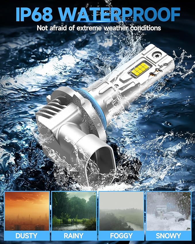 9005 Fog Light Bulbs or DRL, 700% Brighter Fanless H10 9145 Fog Lamp Replacement, 6000K Cool Wihte, Real 1:1 Mini Size Design, Plug and Play, Pack of 2