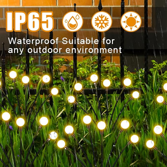 Solar-Powered Firefly Lamp, Solar Powered Courtyard Lights, Outdoor Waterproof, Swaying in The Wind, Garden Lawn Terrace Channel Decorative Lights, Decorative Gardening Gifts(4 Pack(32LED))