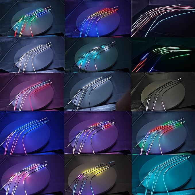 Dreamcolor Acrylic Interior Car LED Strip Light, RGB 18 in 1 Fiber Optic Ambient Lighting Kits, 16 Million Colors Sound Active Function Car Neon Lights with Wireless APP